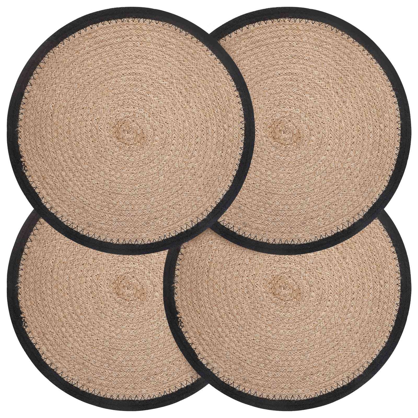 Jute Placemets 4 pcs Naturlig og svart Ø 30 cm 100% Tossa Jute