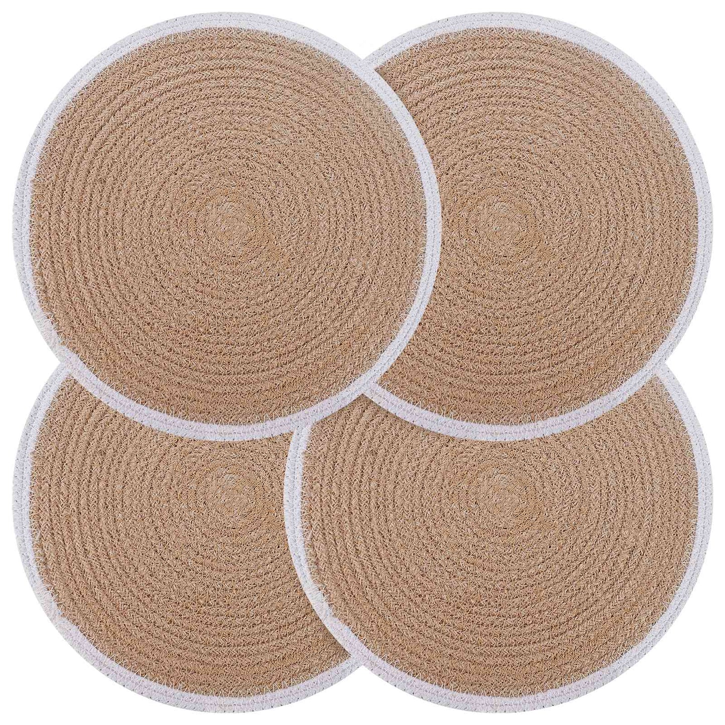 Jute Placemets 4 pcs Naturlig og Hvit Ø 30 cm 100% Tossa Jute