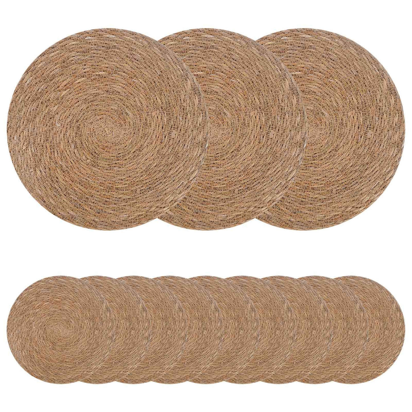 Sjøgress duker 12 pcs Naturlig Ø 30 cm 100% sjøgress