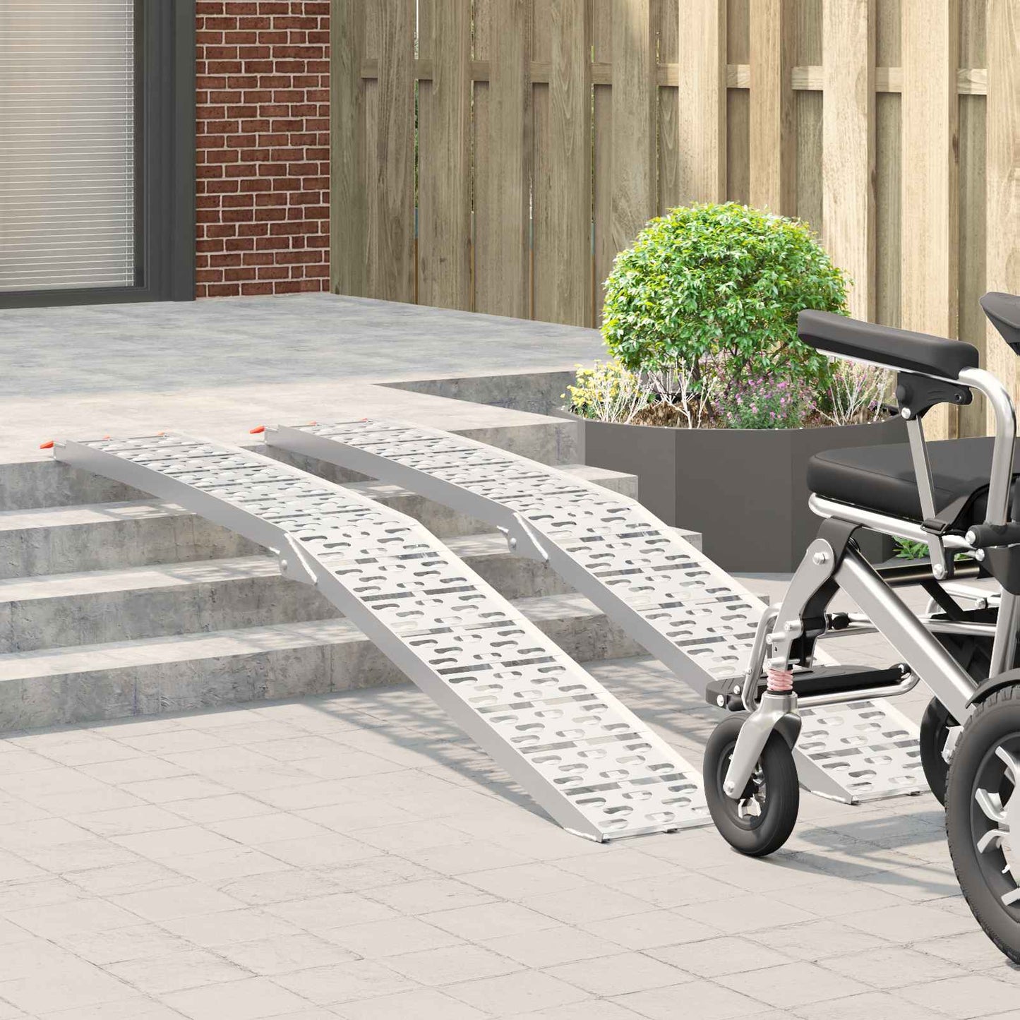 Sammenleggbar motorsykkelrampe 340 kg per rampe 2 pcs sølv