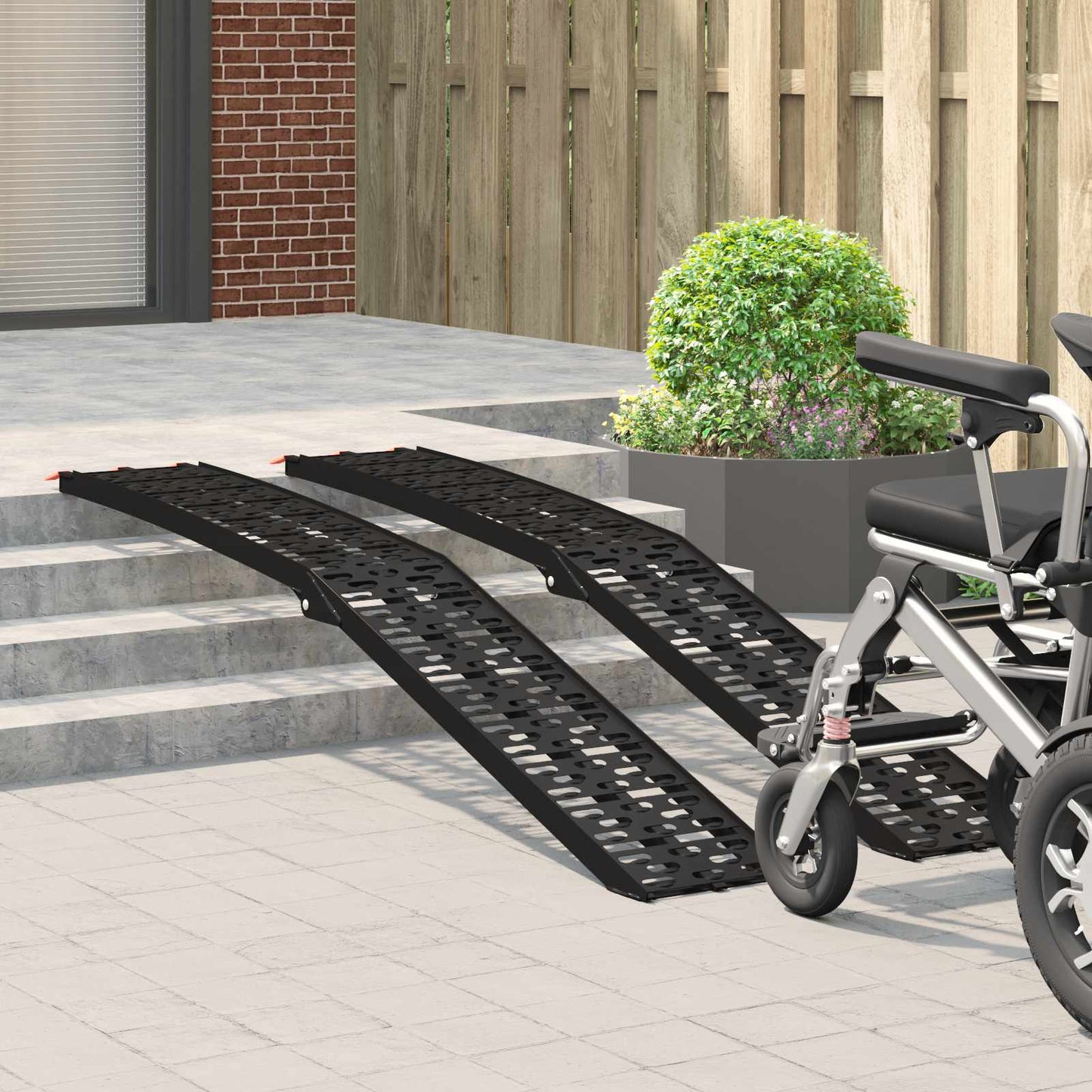 Sammenleggbar motorsykkelrampe 340 kg per rampe 2 pcs Svart