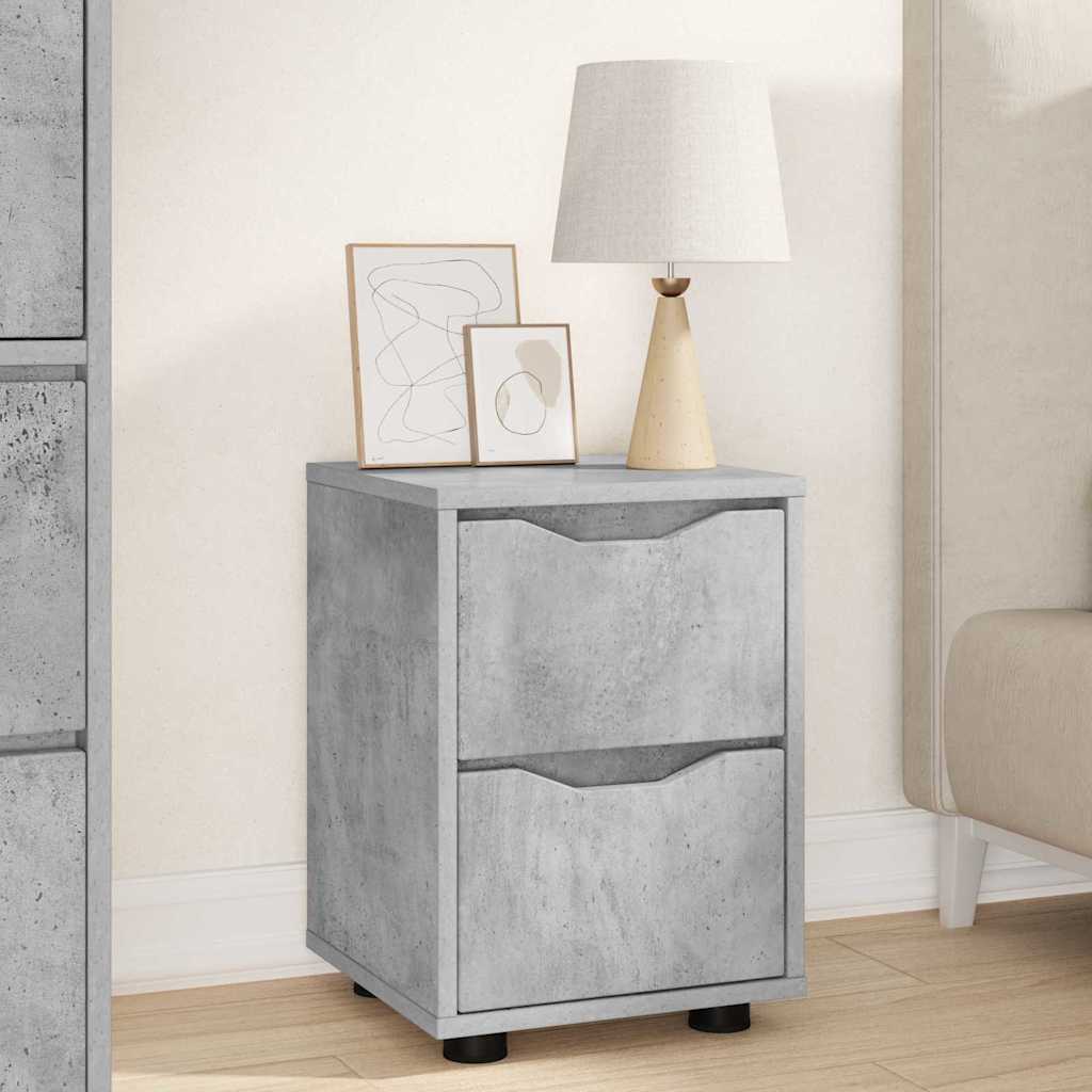 Nattbord 2 pcs Betonggrå 30,5 x 30 x 43 cm Konstruert tre