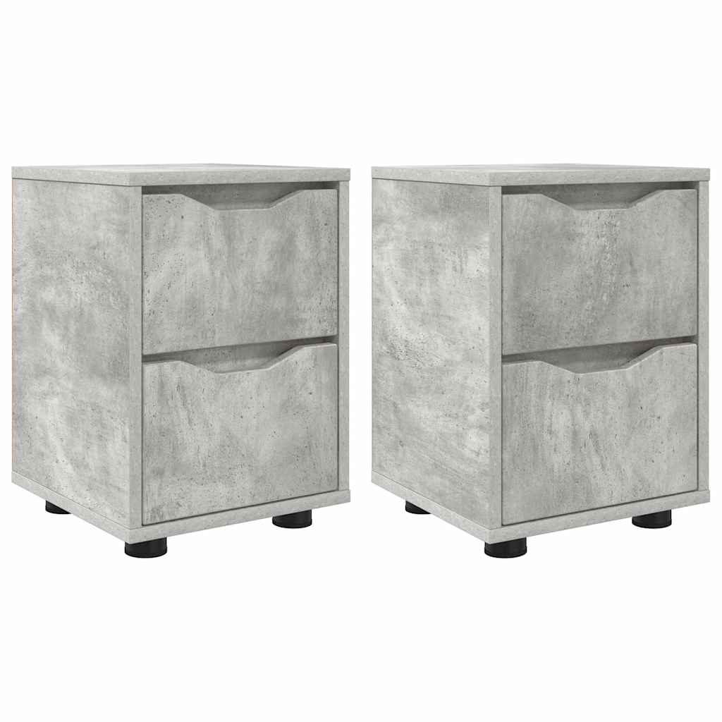 Nattbord 2 pcs Betonggrå 30,5 x 30 x 43 cm Konstruert tre