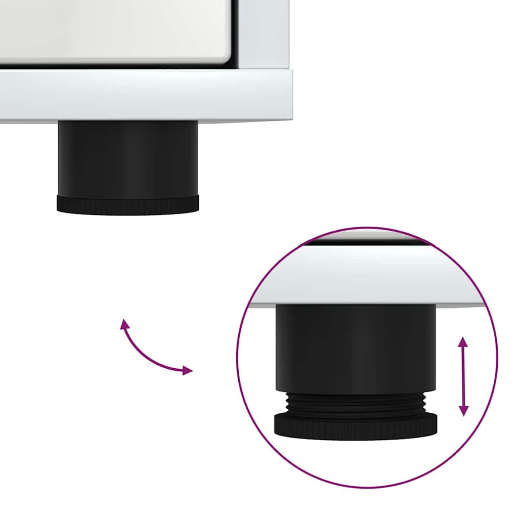 Nattbord Høyglanset hvit 30,5 x 30 x 43 cm Konstruert tre