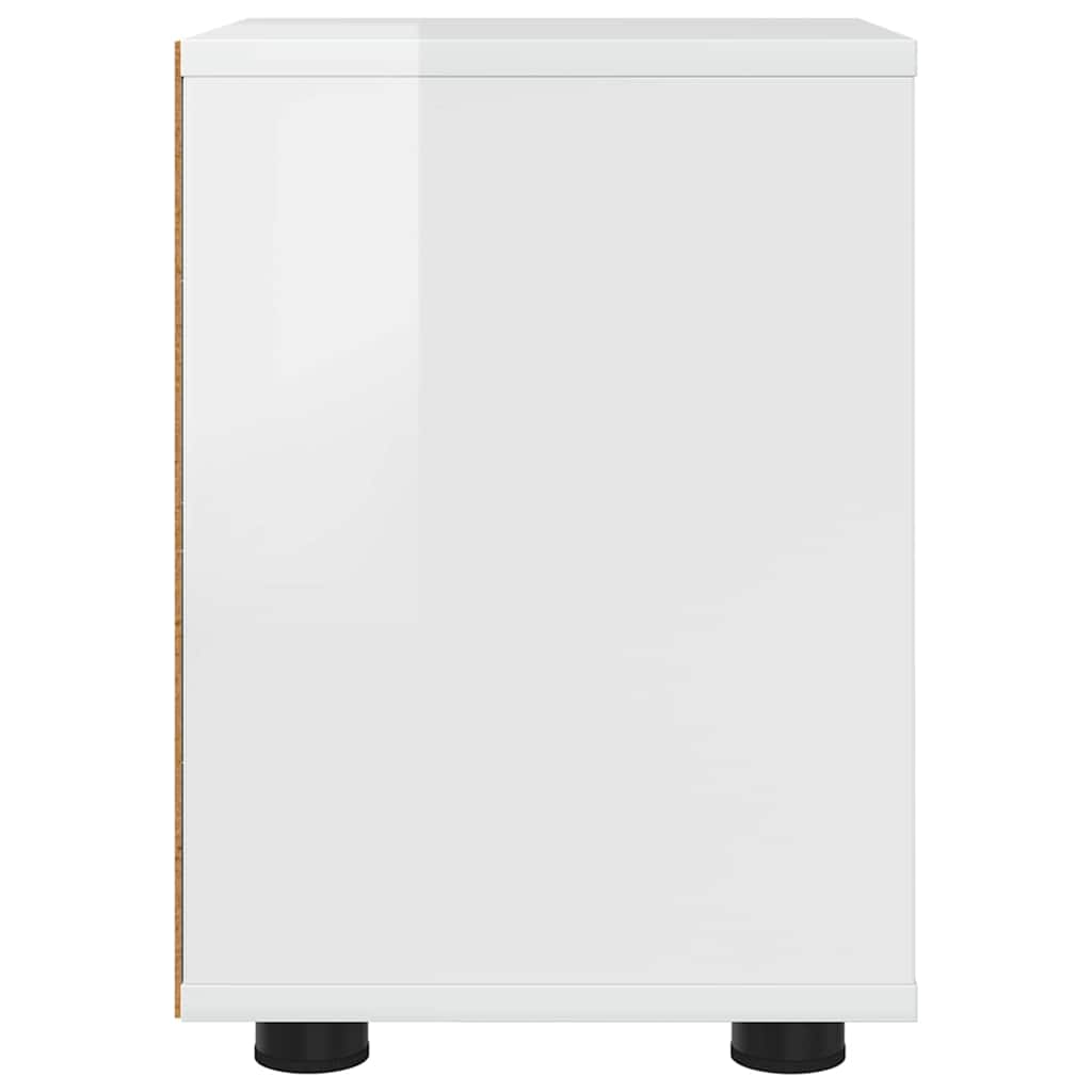 Nattbord Høyglanset hvit 30,5 x 30 x 43 cm Konstruert tre