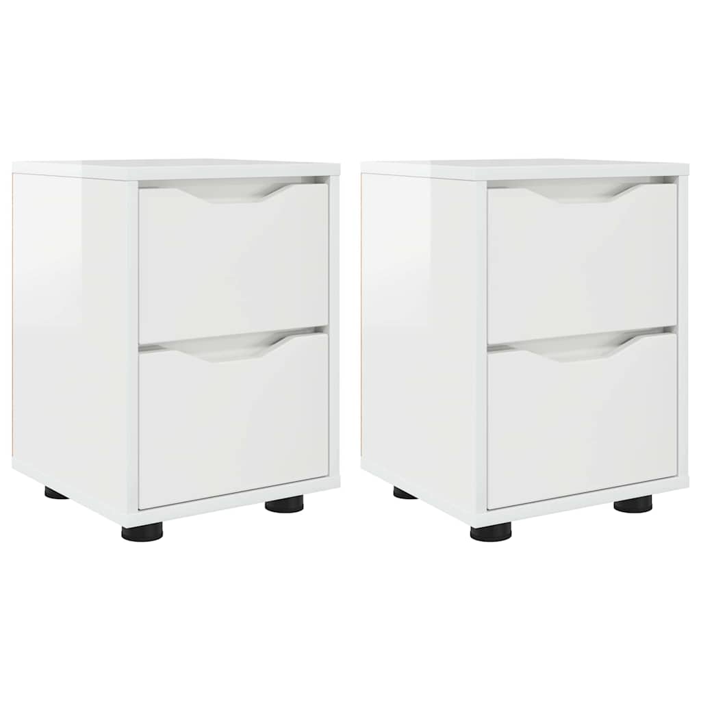 Nattbord 2 pcs Høyglanset hvit 30,5 x 30 x 43 cm Konstruert tre