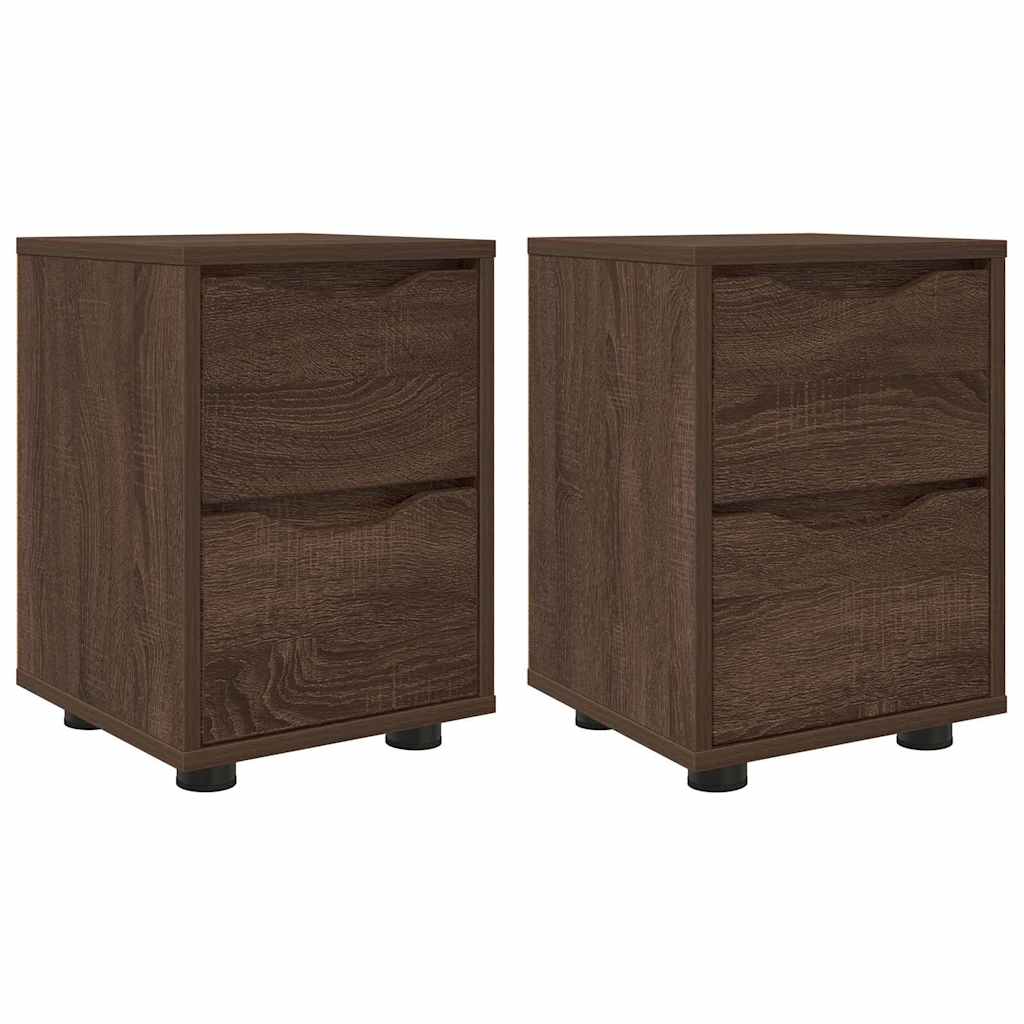 Nattbord 2 pcs Brun Eik 30,5 x 30 x 43 cm Konstruert tre