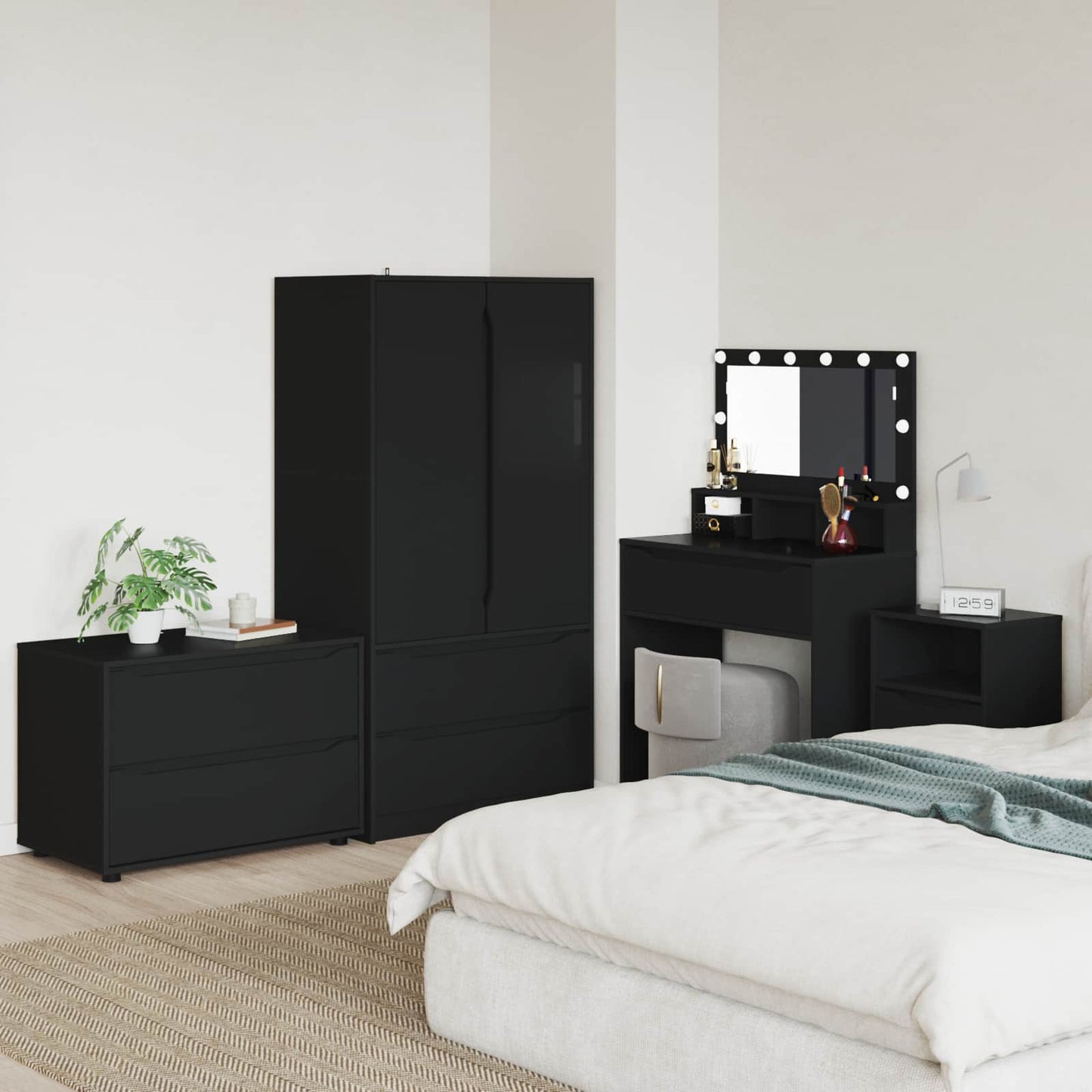 Oppbevaringsskap 80 x 48 x 57 cm Konstruert tre Svart