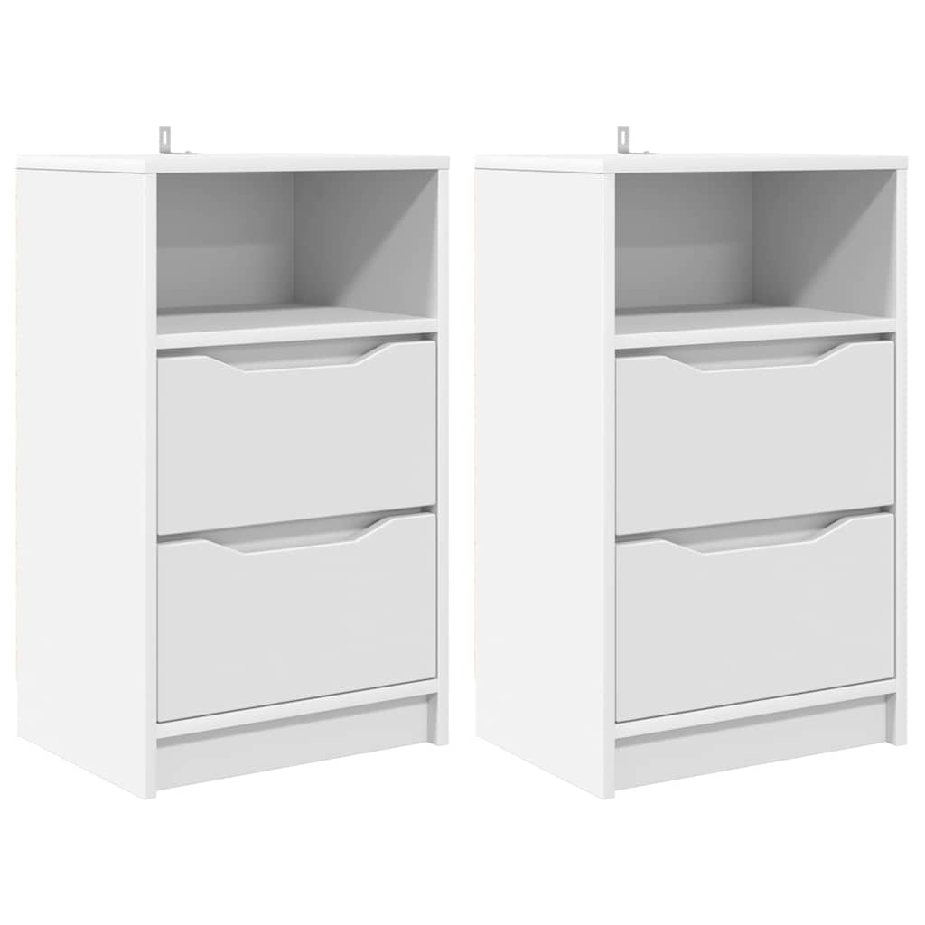 Nattbord med skuff 2 pcs Hvit 40 x 30 x 467 cm Konstruert tre