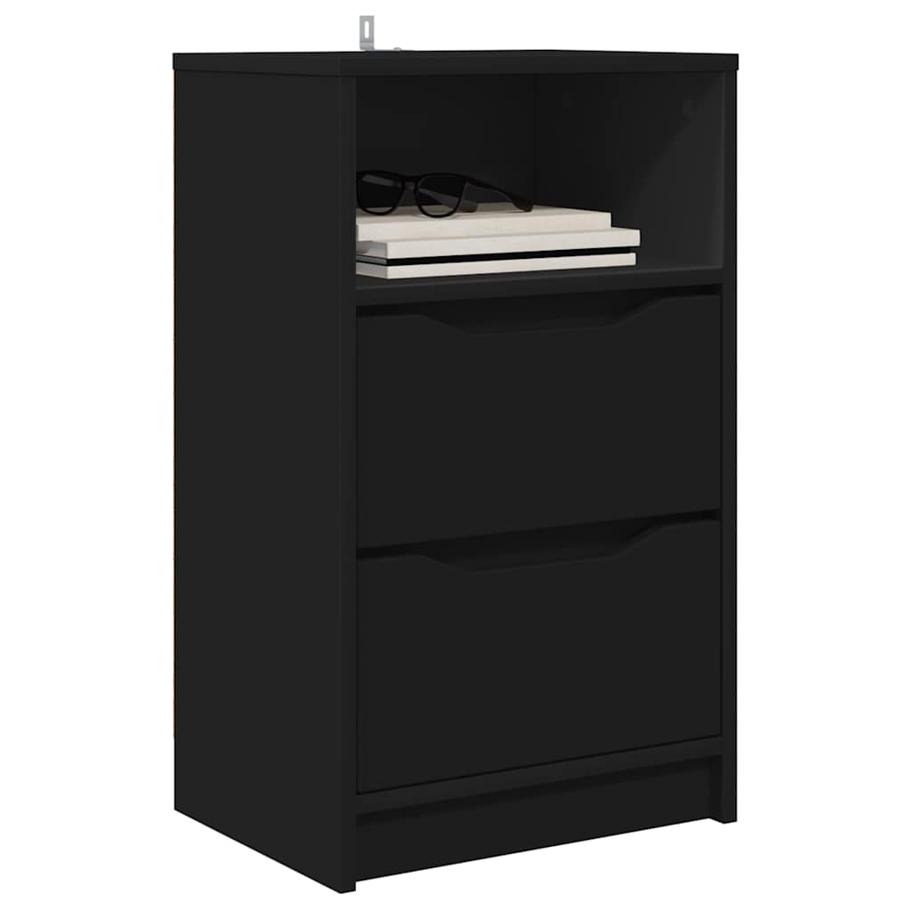 Nattbord med skuff 2 pcs Svart 40 x 30 x 467 cm Konstruert tre