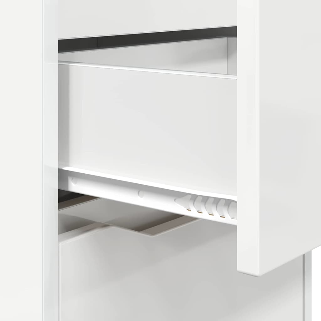Nattbord 2 pcs Høyglanset hvit 40 x 30 x 467 cm Konstruert tre