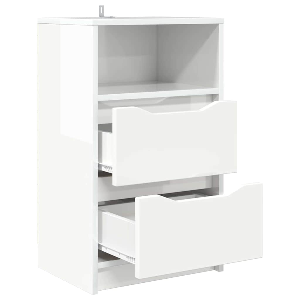 Nattbord 2 pcs Høyglanset hvit 40 x 30 x 467 cm Konstruert tre