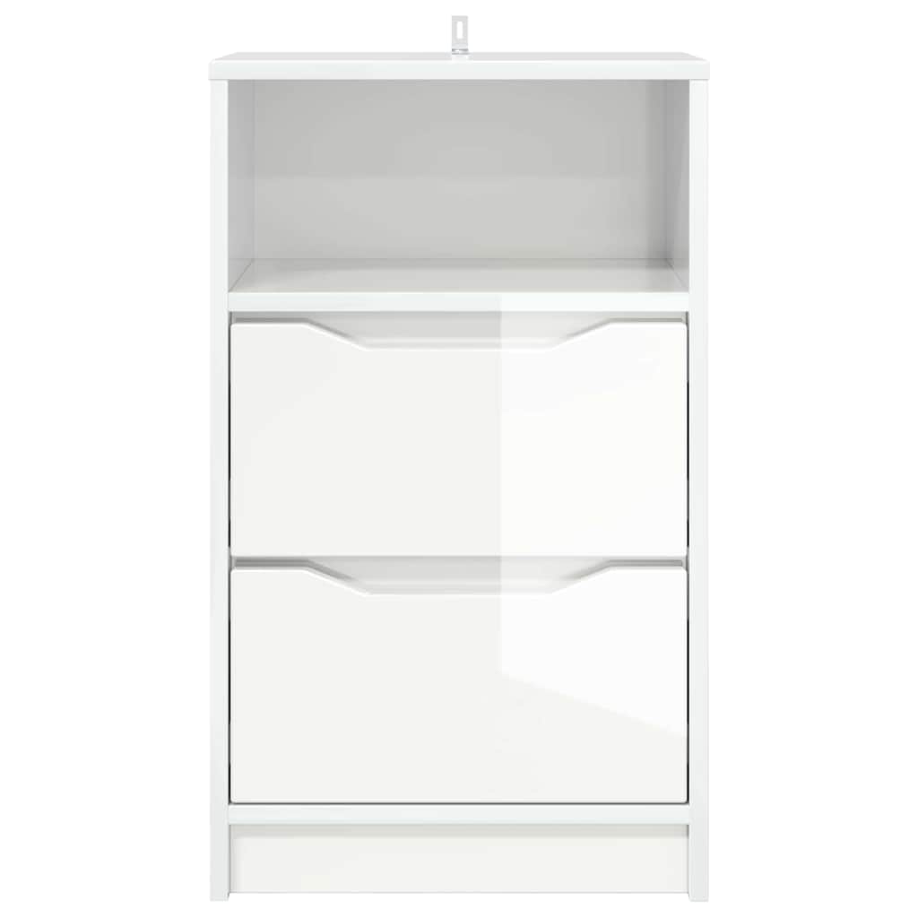Nattbord 2 pcs Høyglanset hvit 40 x 30 x 467 cm Konstruert tre