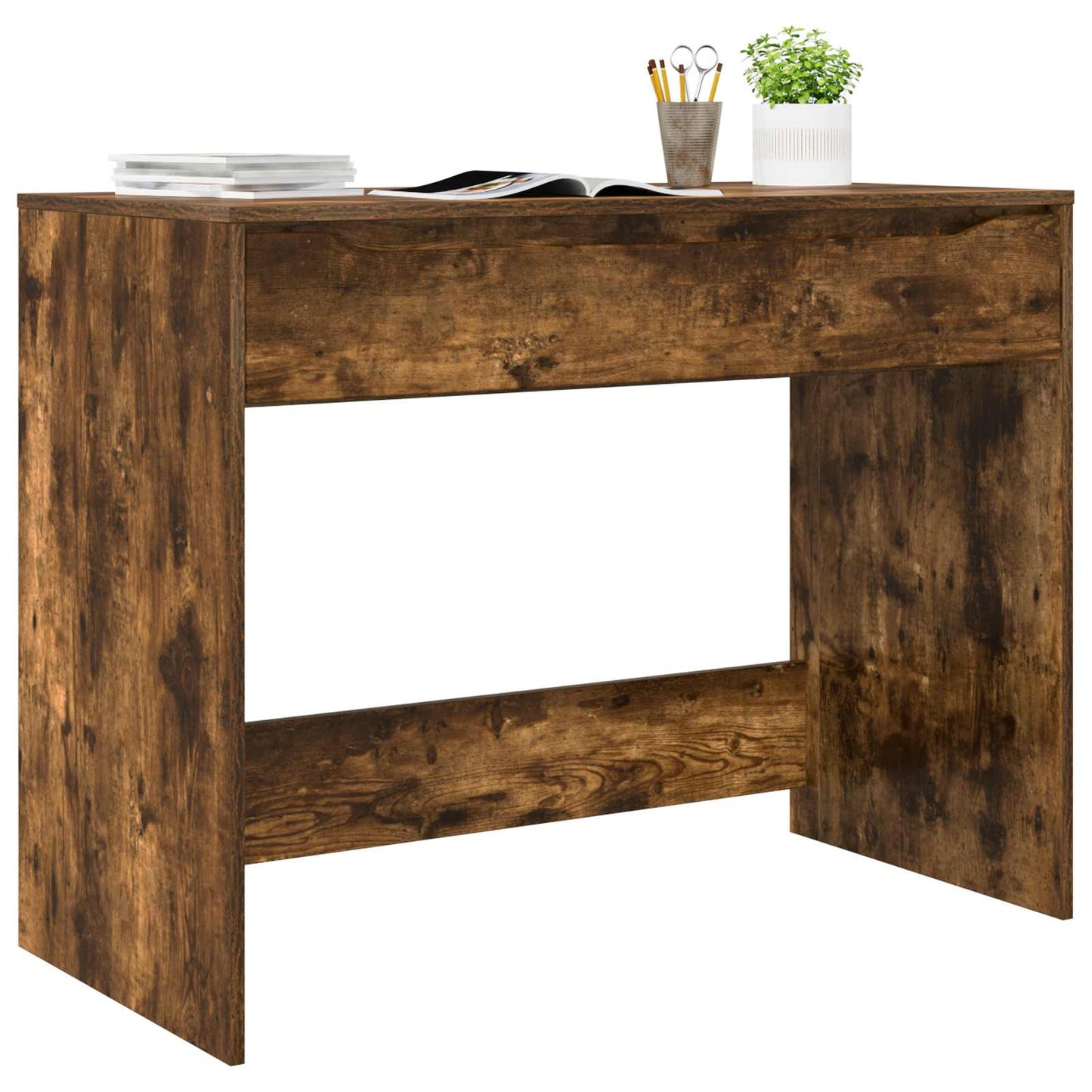 Skrivebord med skuff Røkt Eik 100 x 50 x 78 cm Konstruert tre