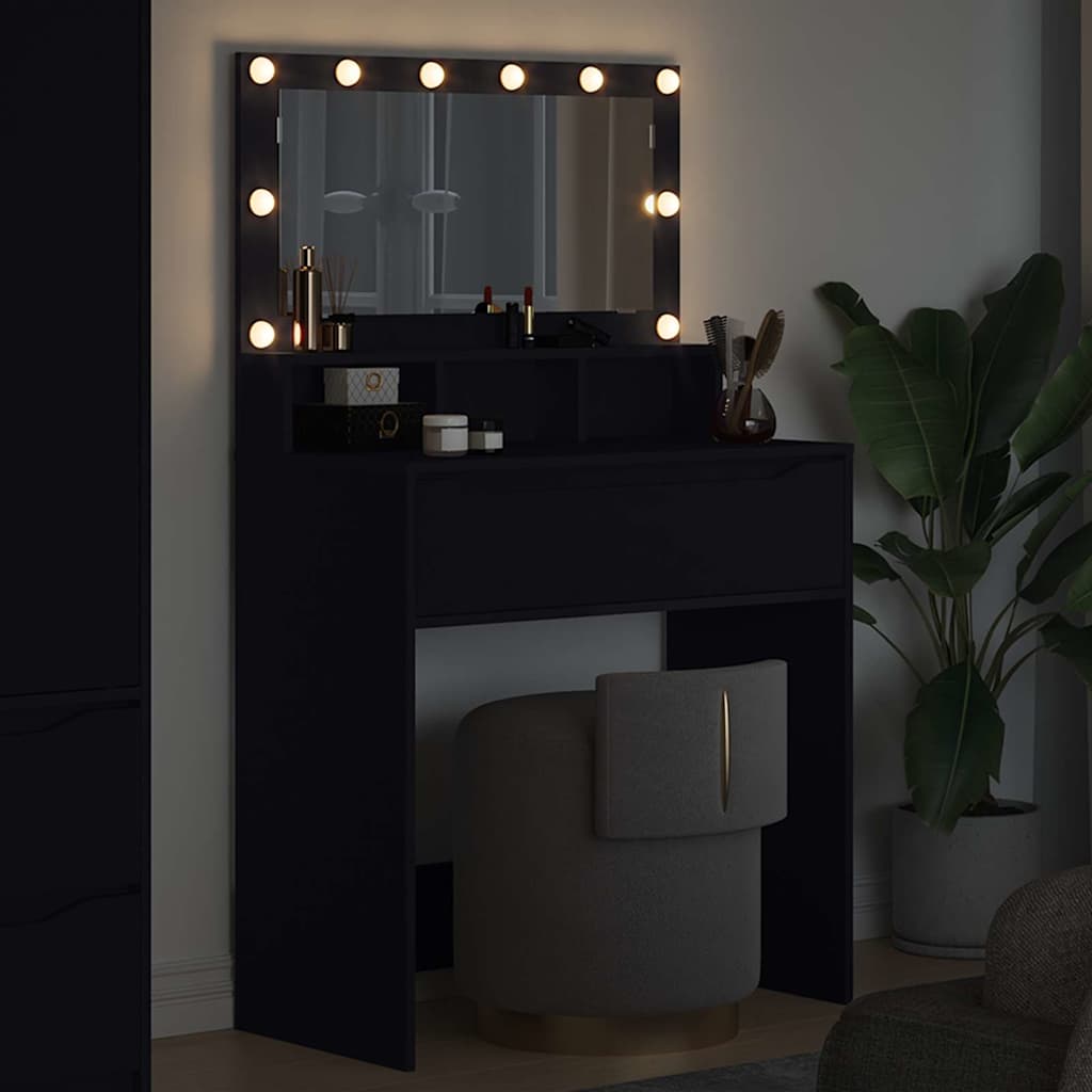 Soverom sminkebord Svart 80 x 39,6 x 135 cm Konstruert tre