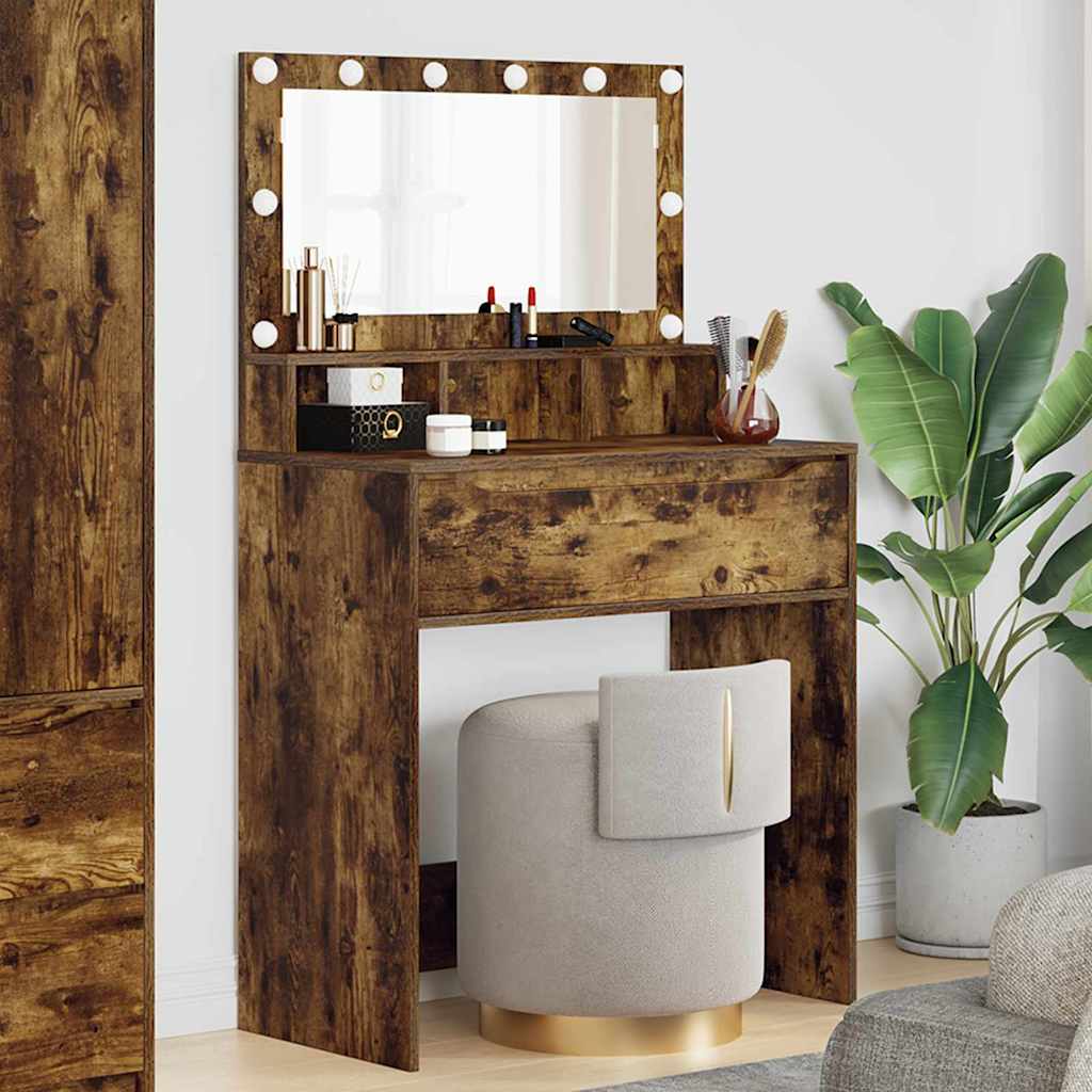 Soverom sminkebord Røkt eik 80 x 39,6 x 135 cm Konstruert tre