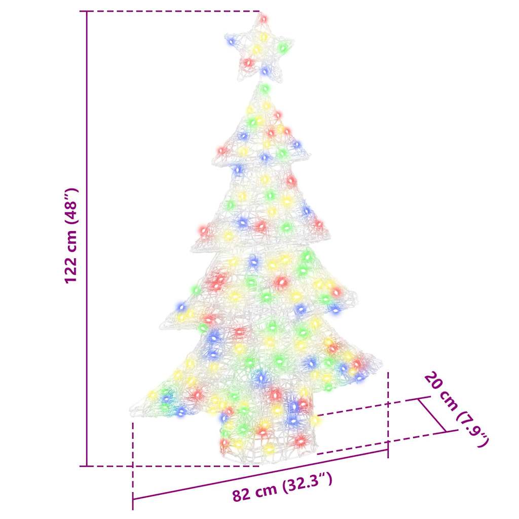 Juletre med 100 LED Flerfarget 120 cm Akryl