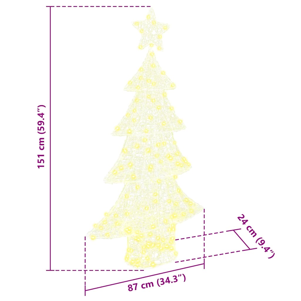Juletre med 160 LED Varmhvit 150 cm Akryl