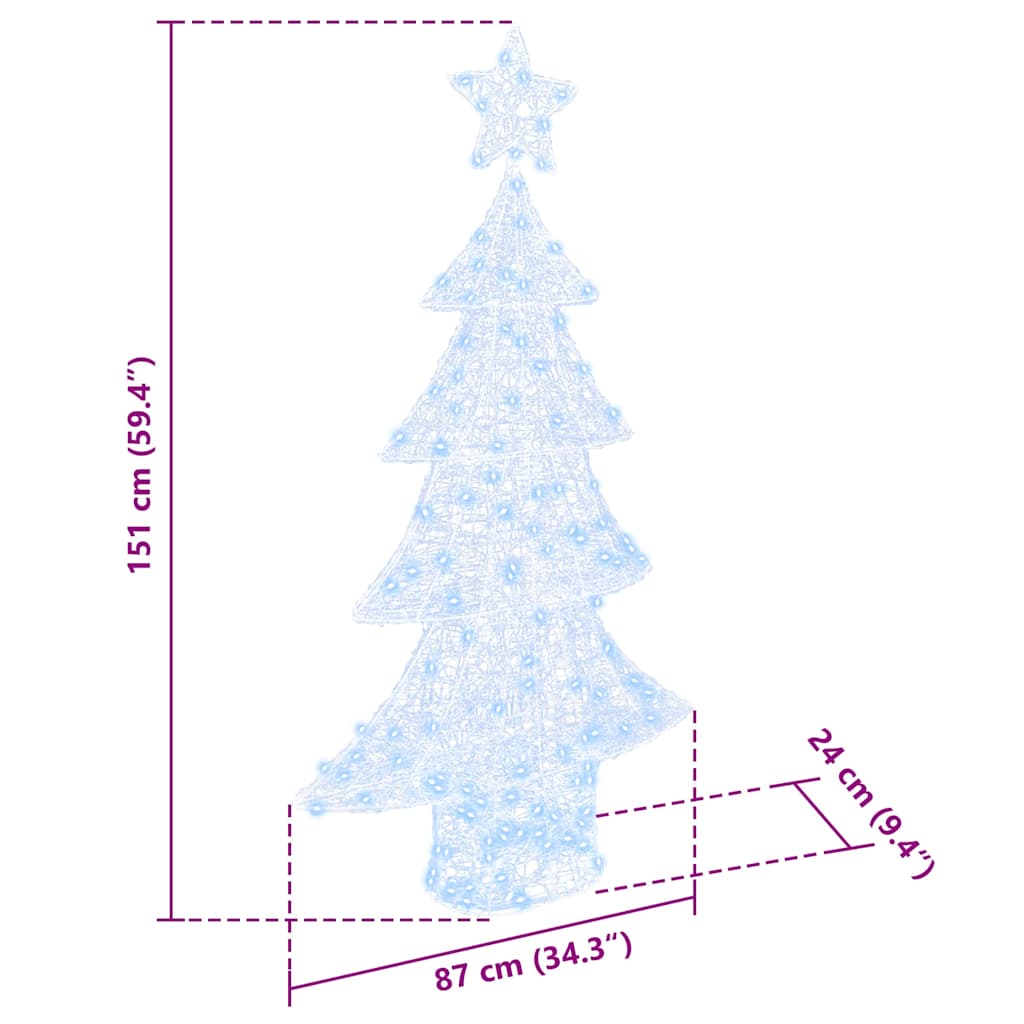 Juletre med 160 LED Kaldhvit 150 cm Akryl