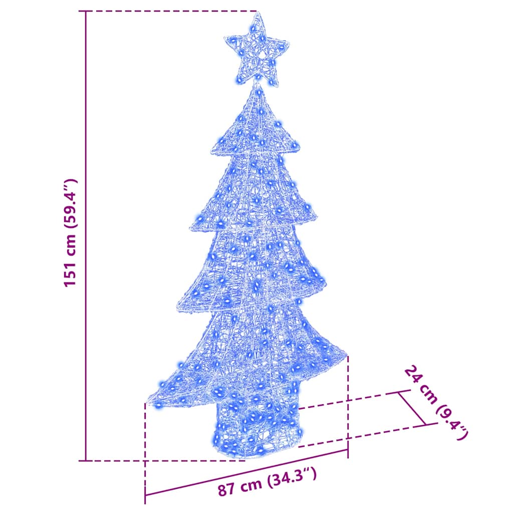 Juletre med 160 LED Blå 150 cm Akryl