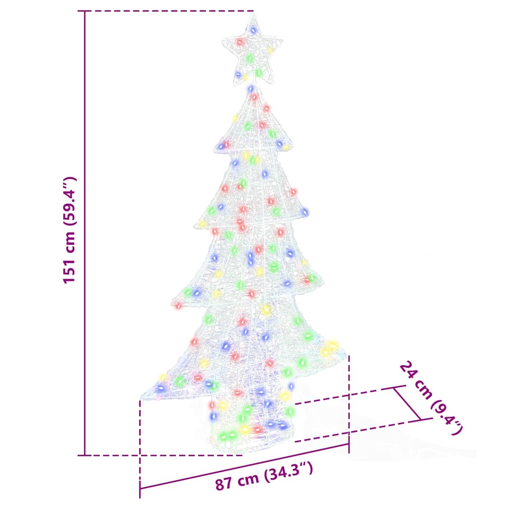 Juletre med 160 LED Flerfarget 150 cm Akryl