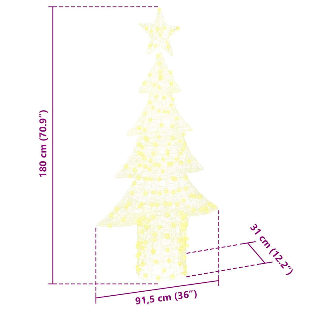Juletre med 240 LED Varmhvit 180 cm Akryl