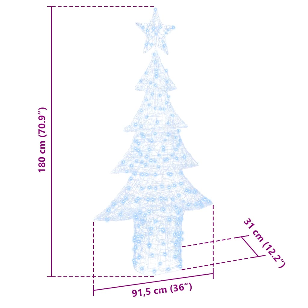 Juletre med 240 LED Kaldhvit 180 cm Akryl