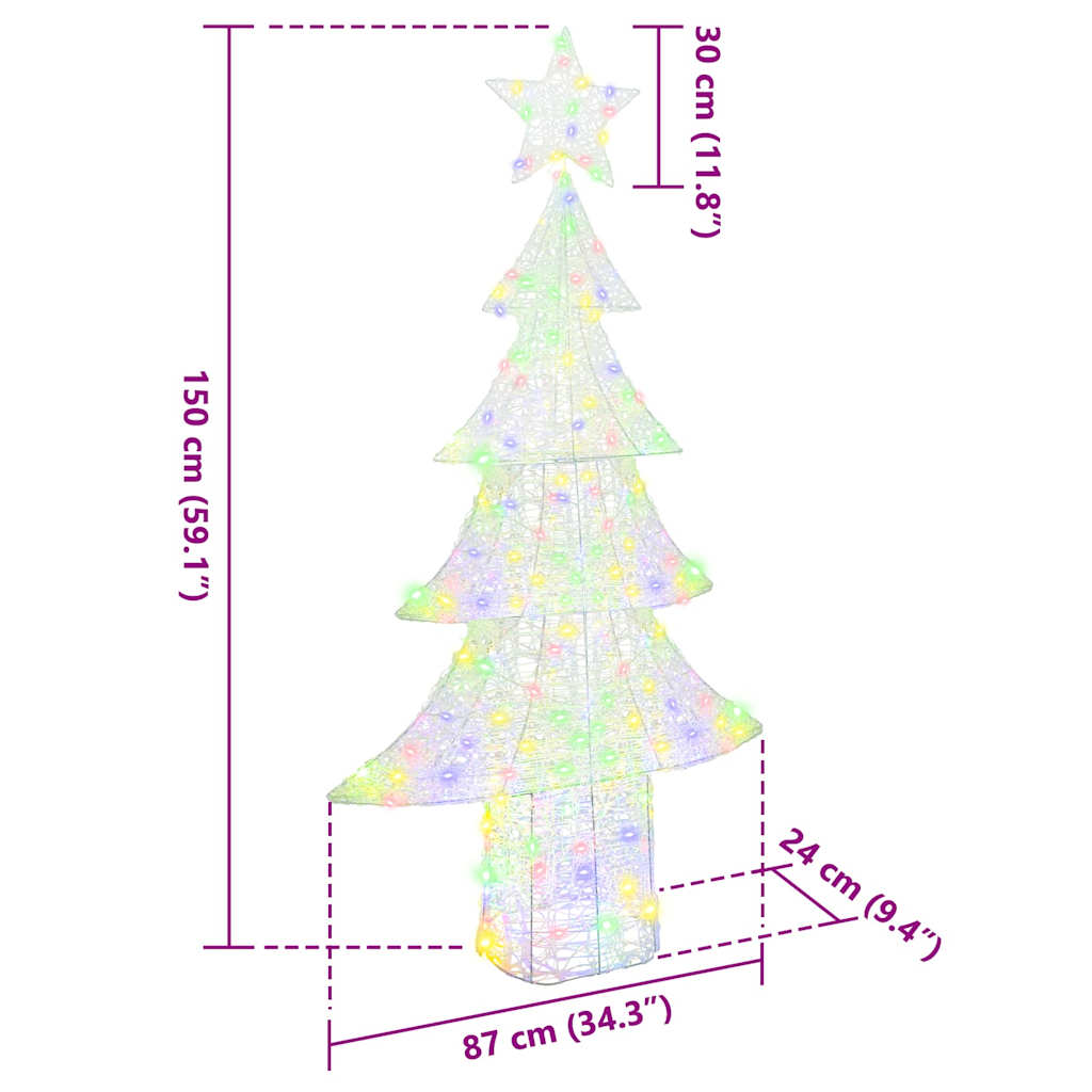Juletre med 240 LED Flerfarget 180 cm Akryl