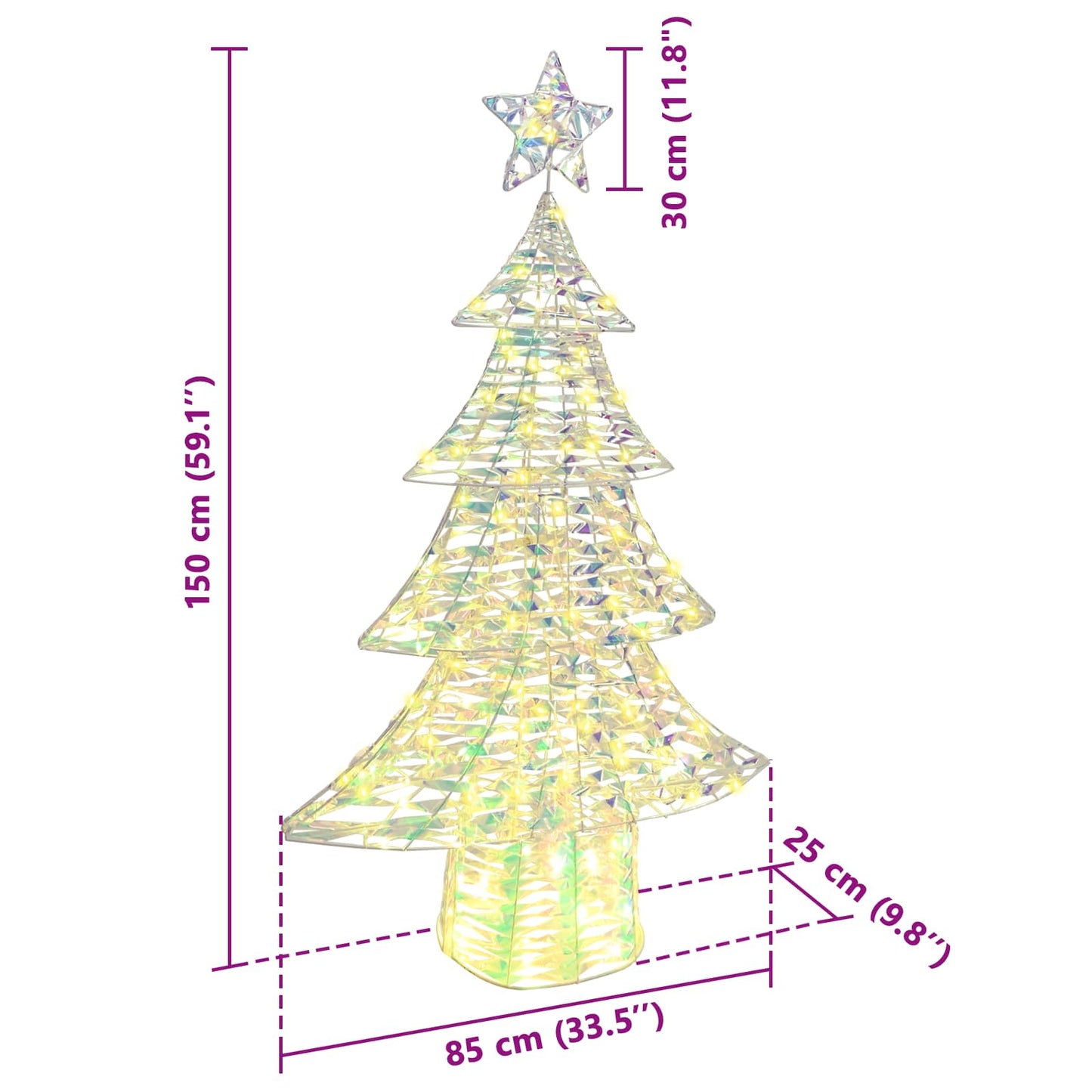 Juletre med 160 LED Varmhvit 150 cm PET
