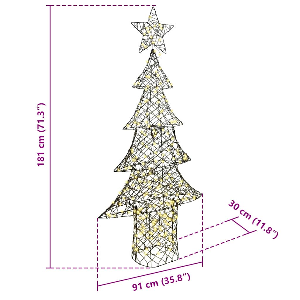 Juletre med 240 LED Varmhvit 180 cm Rotting