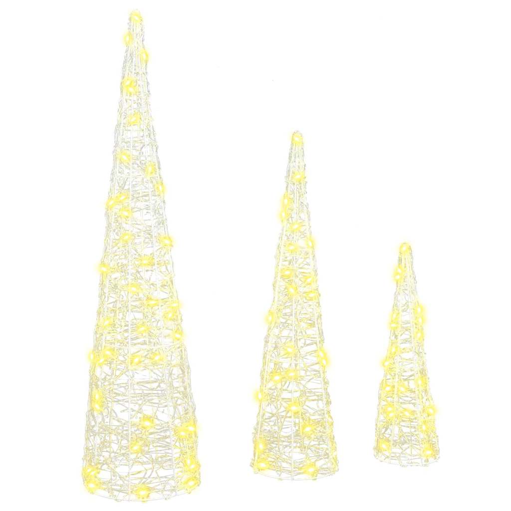 Juletre med 90 LED 3 pcs Varmhvit 20 x 20 x 80 cm Akryl