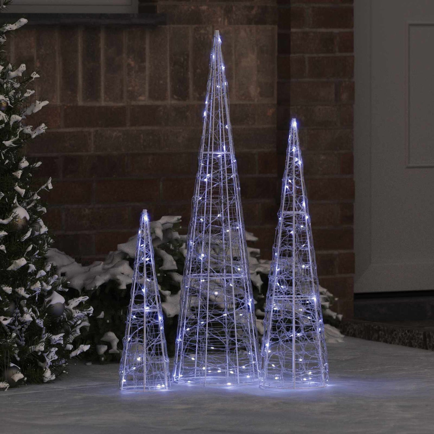 Juletre med 90 LED 3 pcs Kaldhvit 20 x 20 x 80 cm Akryl