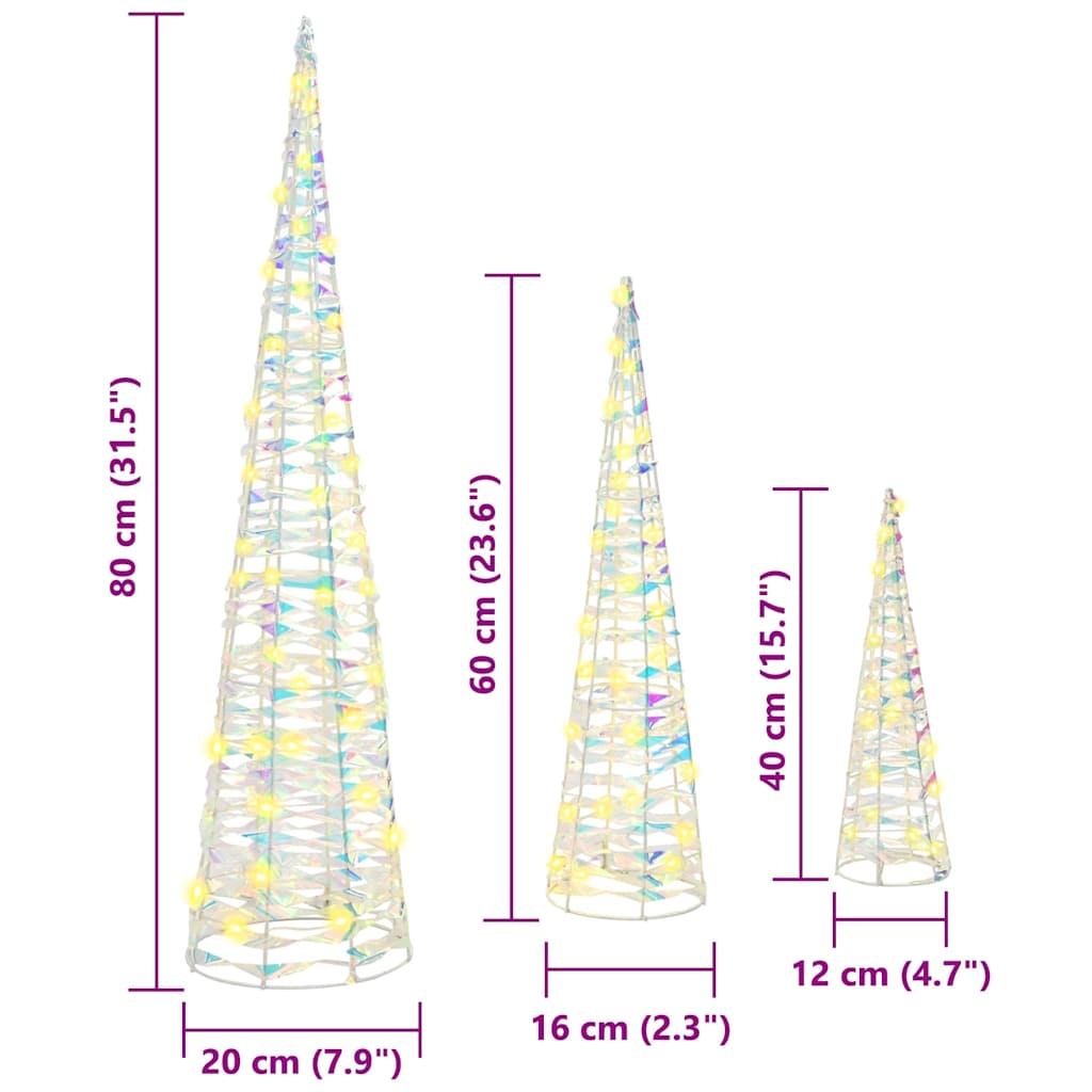 Juletre med 90 LED 3 pcs Varmhvit 20 x 20 x 80 cm PET