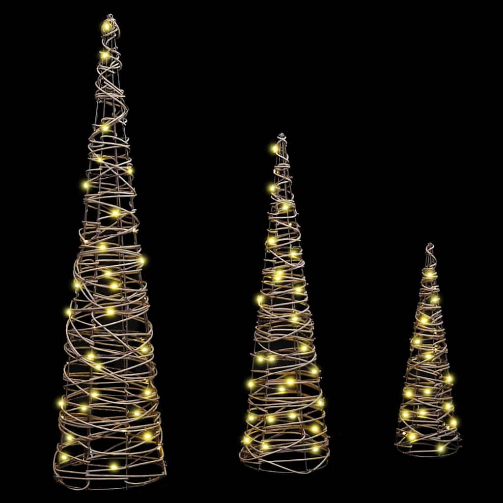 Juletre med 90 LED 3 pcs Varmhvit 20 x 20 x 80 cm Rotting