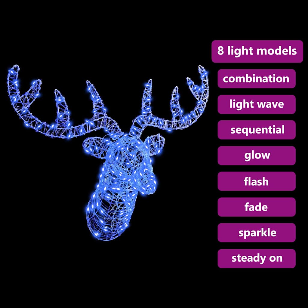 Rudolf hode med 140 LED Blå 68 x 36,5 x 62,5 cm Akryl
