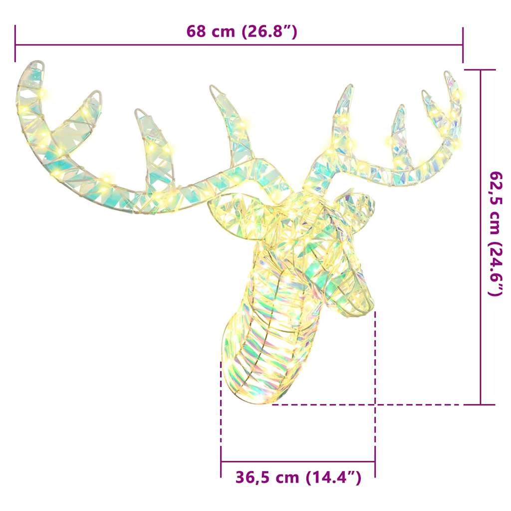 Reinsdyr Trekke Slede Varmhvit 68 x 36.5 x 62.5 cm PET
