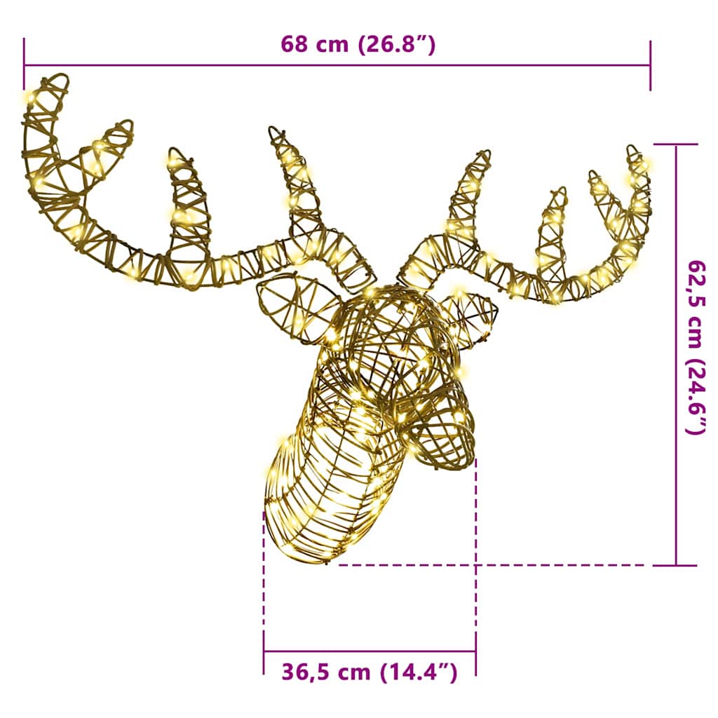 Reinsdyr Trekke Slede Varmhvit 68 x 36,5 x 62,5 cm Rotting