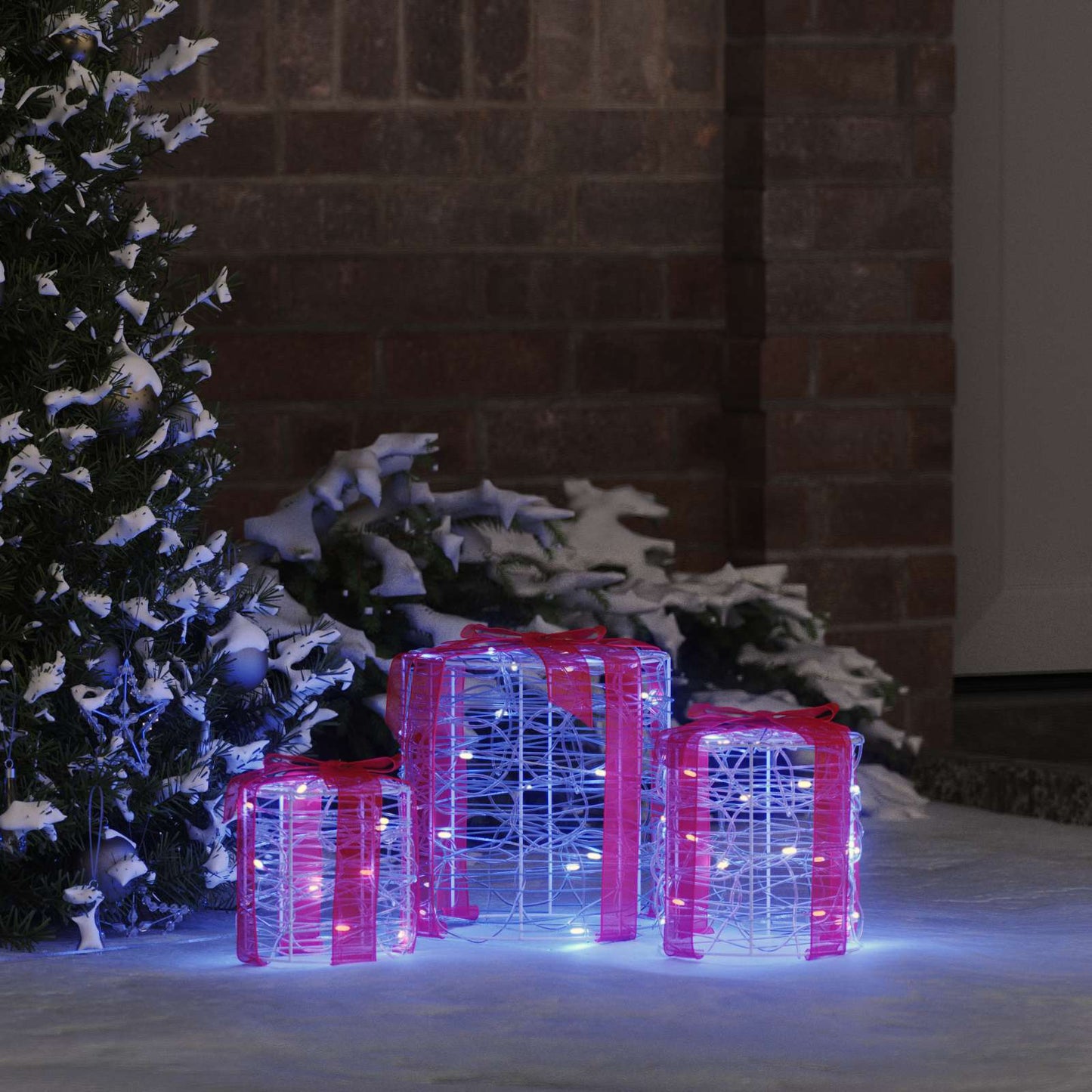Gaveeske Dekorasjon med 60 LED 3 pcs Blå 20 x 20 x 21 cm Akryl