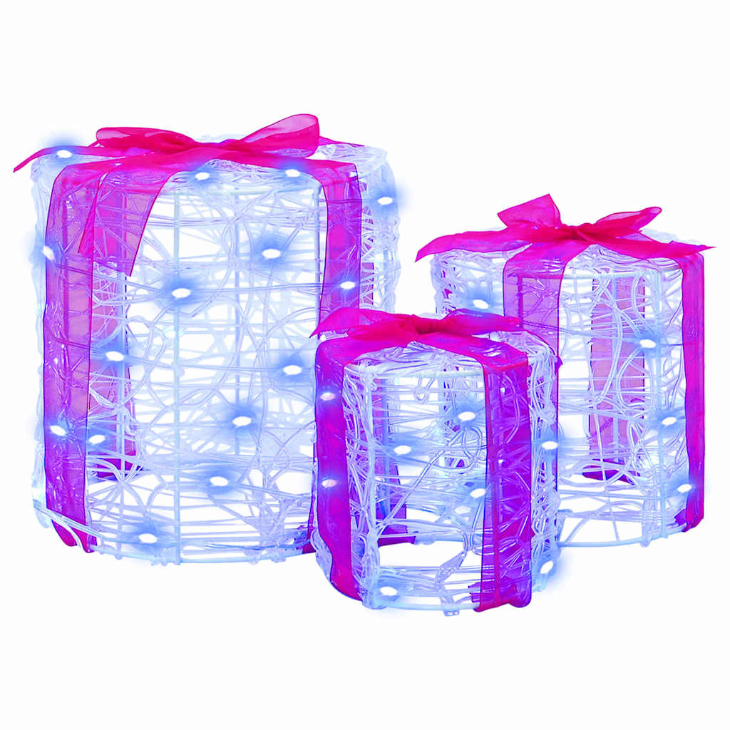 Gaveeske Dekorasjon med 60 LED 3 pcs Blå 20 x 20 x 21 cm Akryl