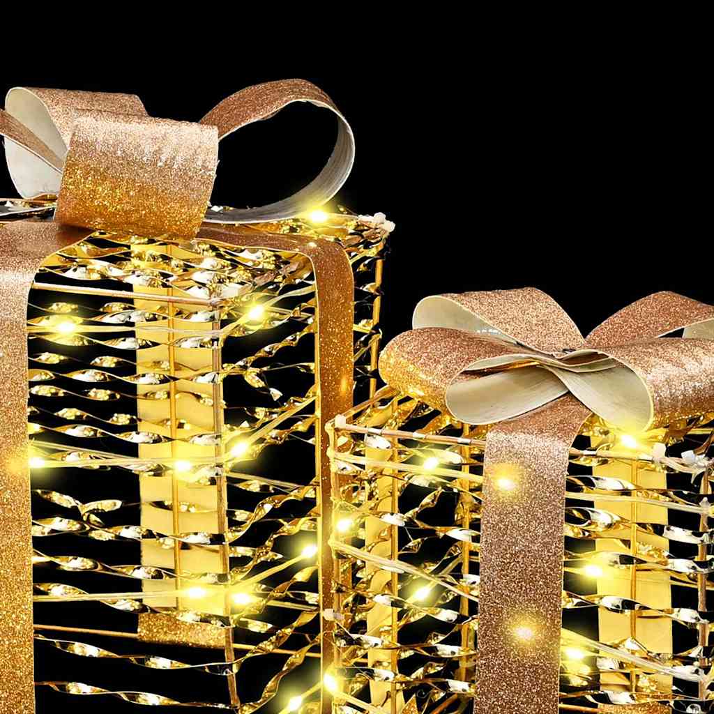 Gaveeske med 60 LED 3 pcs Varmhvit 20 x 20 x 20 cm PET vidaXL