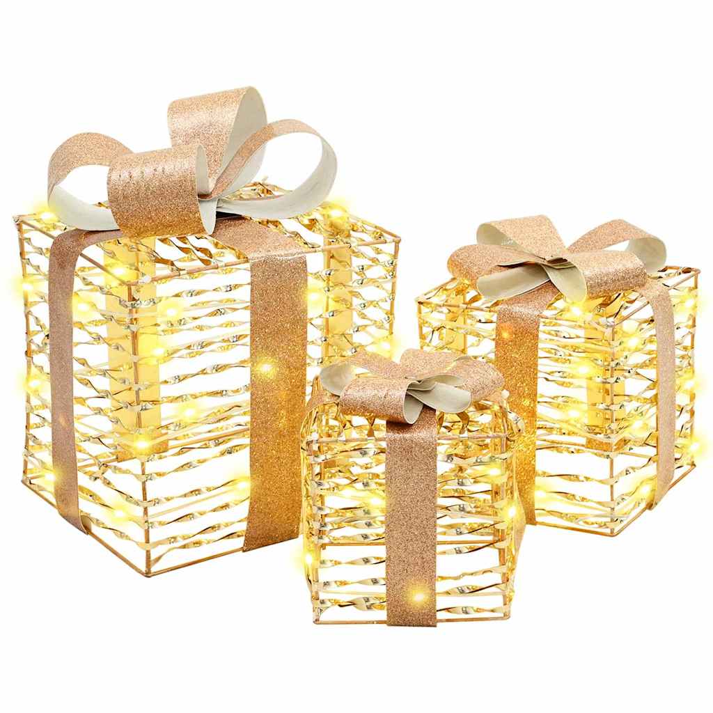 Gaveeske med 60 LED 3 pcs Varmhvit 20 x 20 x 20 cm PET vidaXL