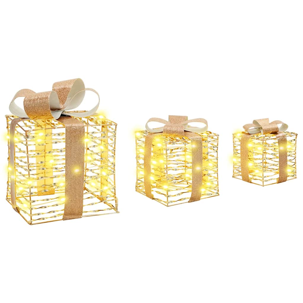 Gaveeske med 60 LED 3 pcs Varmhvit 20 x 20 x 20 cm PET vidaXL