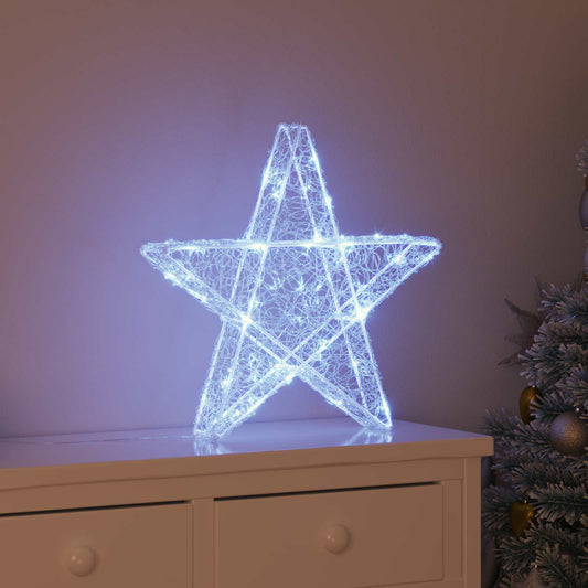 3D Stjerne med 50 LED Kaldhvit 55 x 53,5 x 10 cm Akryl