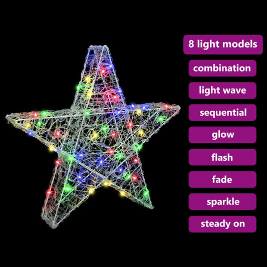 3D Stjerne med 50 LED Flerfarget 55 x 53,5 x 10 cm Akryl