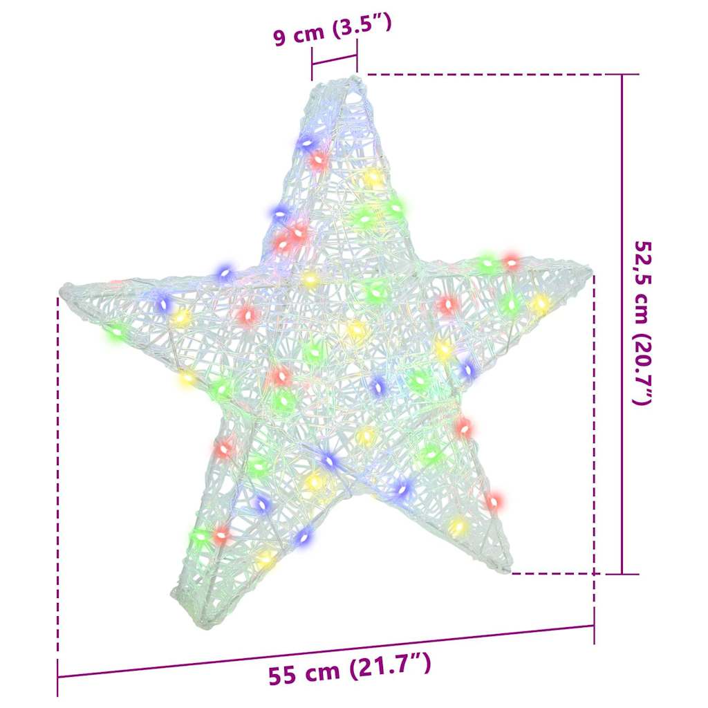 3D Stjerne med 50 LED Flerfarget 55 x 53,5 x 10 cm Akryl