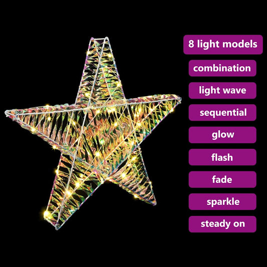 3D Stjerne med 50 LED Varmhvit 55 x 52.5 x 9 cm PET