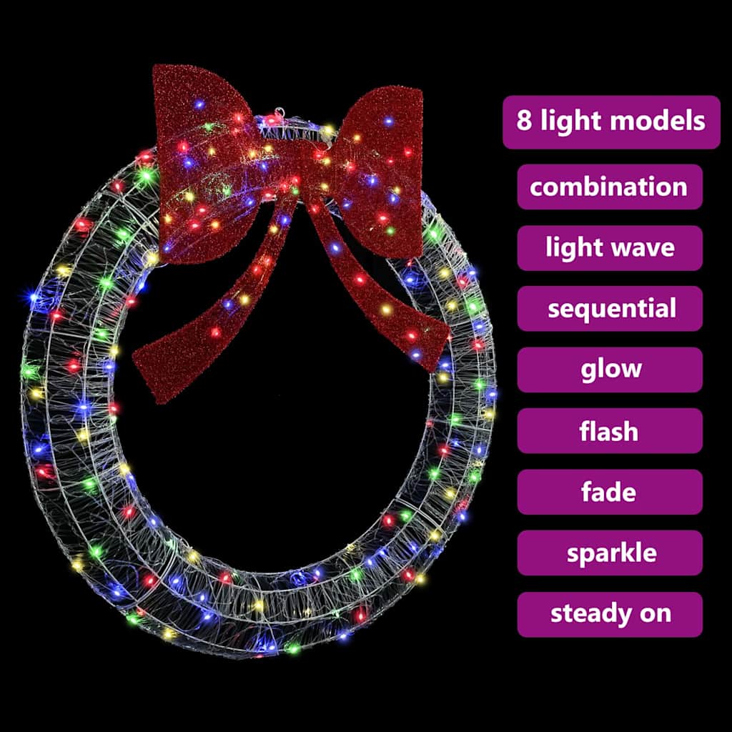 Krans med LED -stripelys Flerfarget 120 cm Akryl