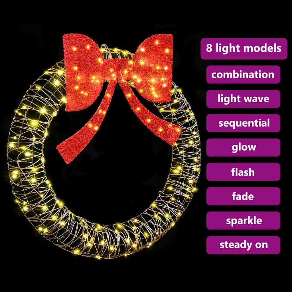 Krans med 150 LED Varmhvit 121 x 121 x 10 cm Rotting