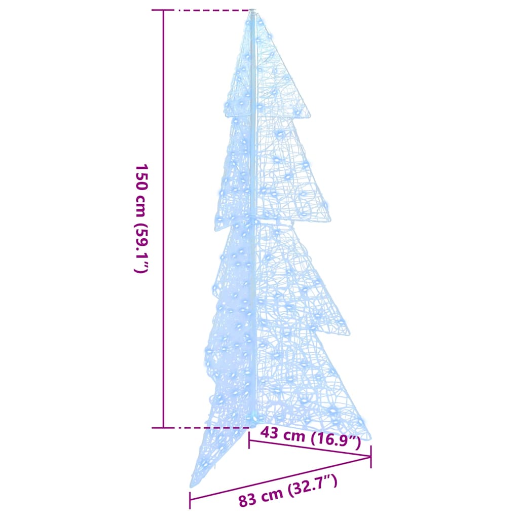 Juletre med 160 LED Kald Hvit 150 cm Akryl