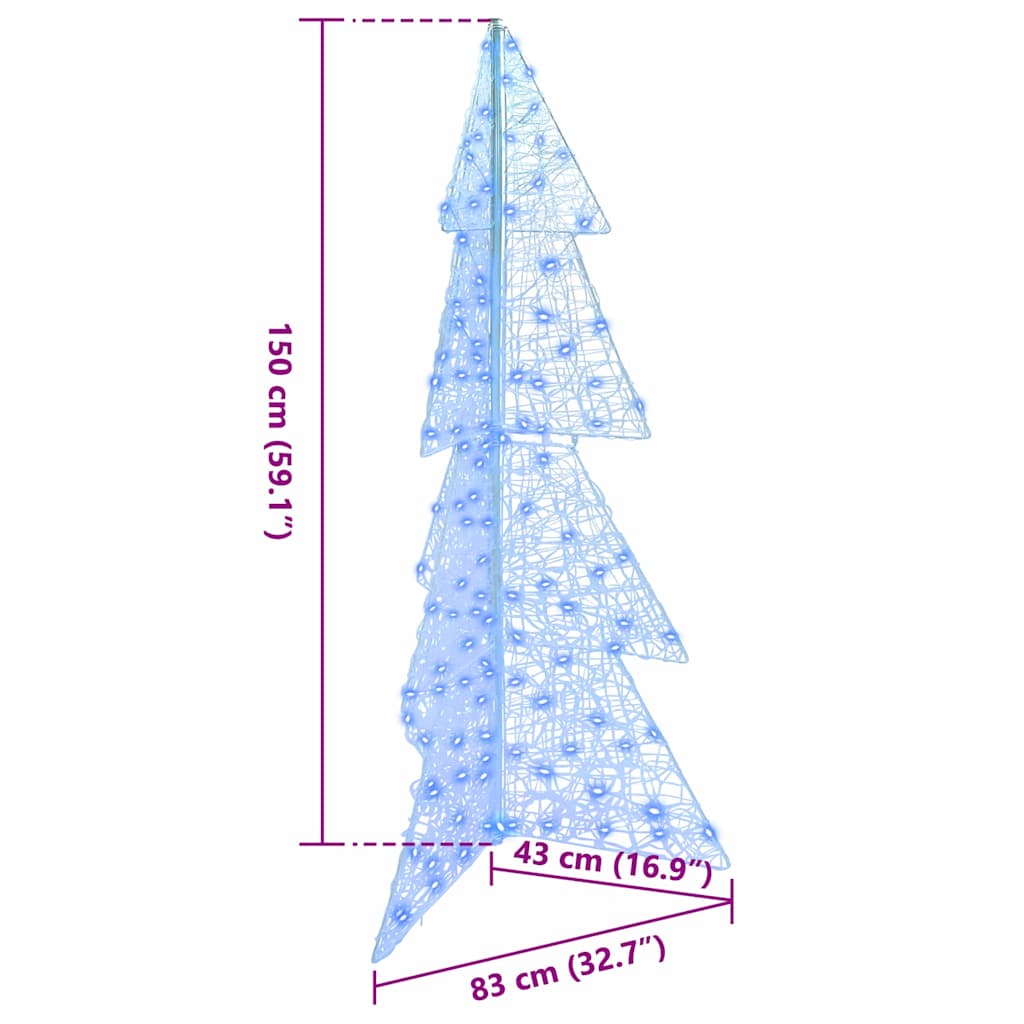 Juletre med 160 LED Blå 150 cm Akryl